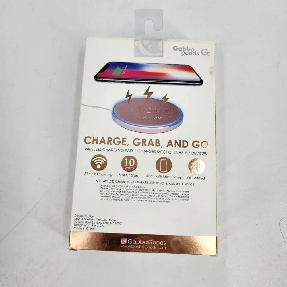 Gabba Goods Rapid Charge Wireless Pad For Charging Smartphones Rose Gold‎